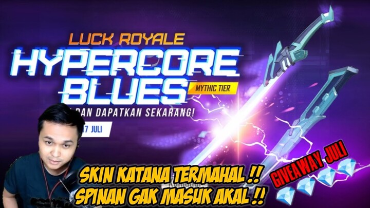 GIVEAWAY - SPIN LUCK ROYALE HYPERCORE BLUES KATANA SKIN FREE FIRE TERBARU