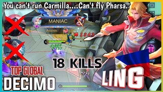 18 kills + MANIAC Super Assassin Ling | Top Global Decimo Gameplay