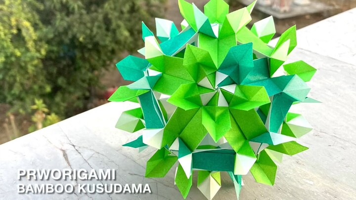 Bamboo Kusudama - PrwOrigami Folding Tutorial 【くす玉・折り紙】