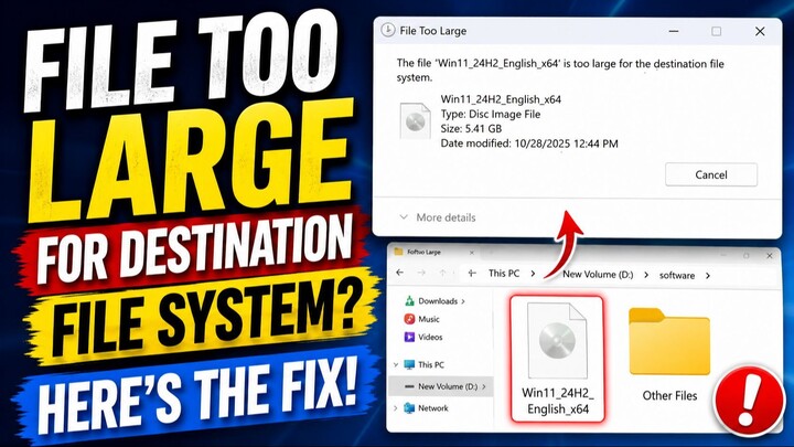 How to Fix File Too Large for the Destination File System Error