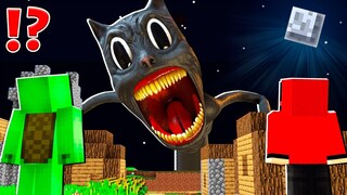 How Creepy CARTOON CAT BECAME TITAN and ATTACK JJ and MIKEY TOWN at 3:00am ? - in Minecraft Maizen