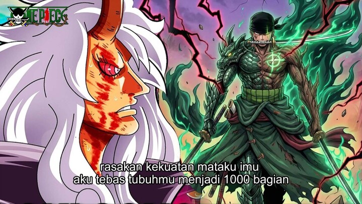FULL ONE PIECE TERBARU - ZORO MODE IBLIS TERBANGUN! TEBASAN HITAMNYA MEMBELAH TUBUH IMU! LUFY KAGET!
