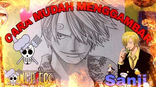 cara mudah menggambar anime one piece,SANJI