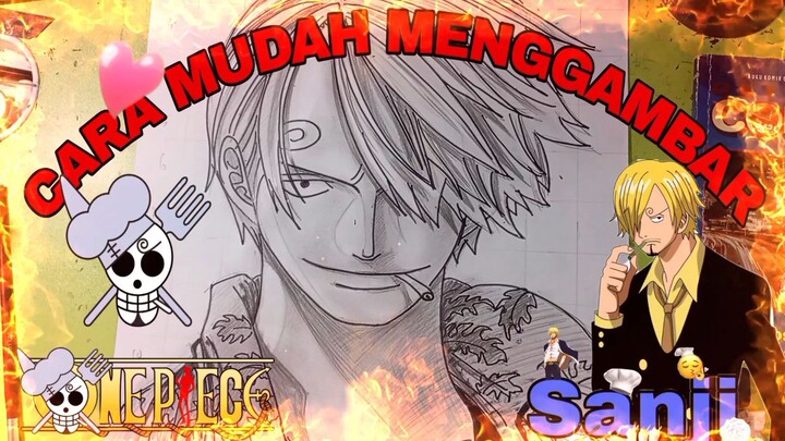 cara mudah menggambar anime one piece,SANJI