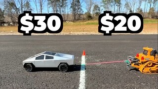 从5美元到600美元的不同玩具车，进行拔河比赛，看看谁赢了