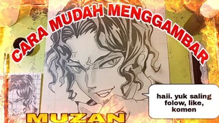 CARA mudah menggambar anime demon slayer muzan