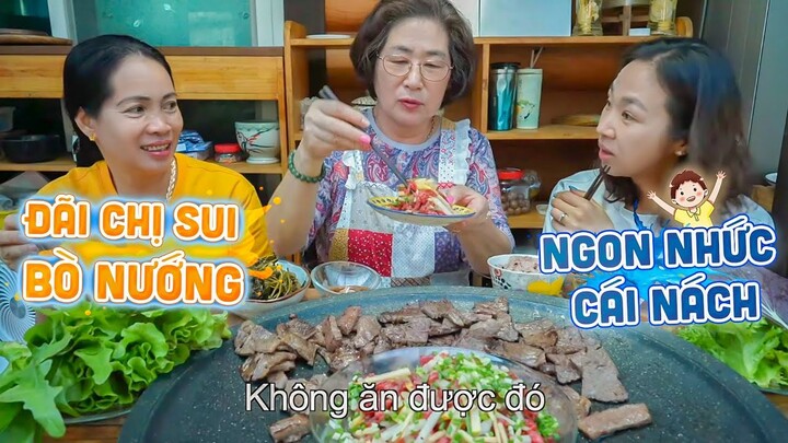 |672| GỎI THỊT BÒ SỐNG VÀ THỊT BÒ CHUẨN HÀN QUỐC NƯỚNG NẮP SẮT GÓI RAU NGON TUYỆT VỜI.