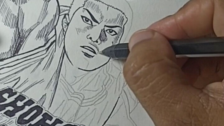 menggambar Hanamichi Sakuragi dari anime Slamdunk