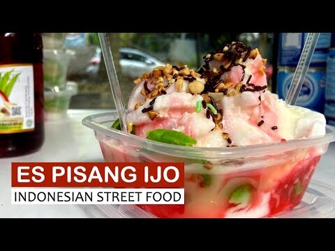 ASMR street food Indonesia, Banana with coconut ice cream and condense milk
