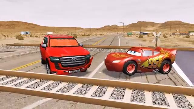 Flatbed Truck Mcqueen  _ Transportation with Truck - Pothole vs Car _621 - BeamN