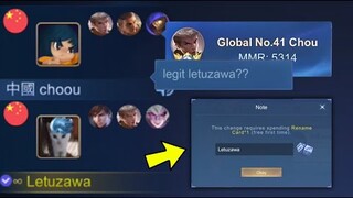 I CHANGE MY IGN TO LETUZAWA AND MET FAKE CHOOU AND THIS HAPPENED... - Mobile Legends