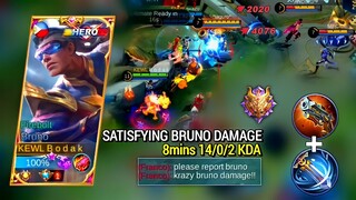 SATISFYING BRUNO GAMEPLAY (8 mins 14/0/2 KDA) | BRUNO BEST BUILD AND EMBLEM MLBB - Master Bodak