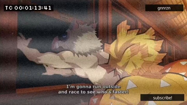 KNY (Demon Slayer) - Inosuke overexcited about his 1st train ride