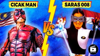 Pertarungan Superhero Malaysia vs Indonesia CICAK MAN MELAWAN SARAS 008, Siapa yang Terkuat?