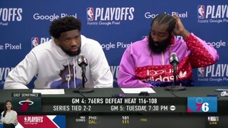 James Harden isn't playmaker, he is our BEST scorer - Joel Embiid on 76ers def. Miami Heat 116-108