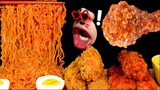 [Real Mouth] Đĩa mỳ cay siêu to khổng lồ, gà rán sốt cay Hàn Quốc siêu ngon #asmr #mukbang