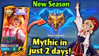 MYTHIC RANK IN 2 DAYS⁉️ New Season Angela Gameplay🎀🌸