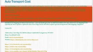 Auto Transport Cost