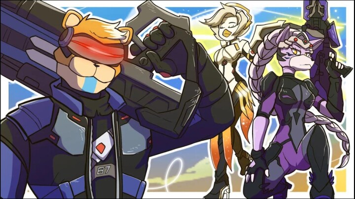 [Chinese subtitles] Freddy & Roxy & Chica from FNAF playing Overwatch (FNAF Security Breach Animatio