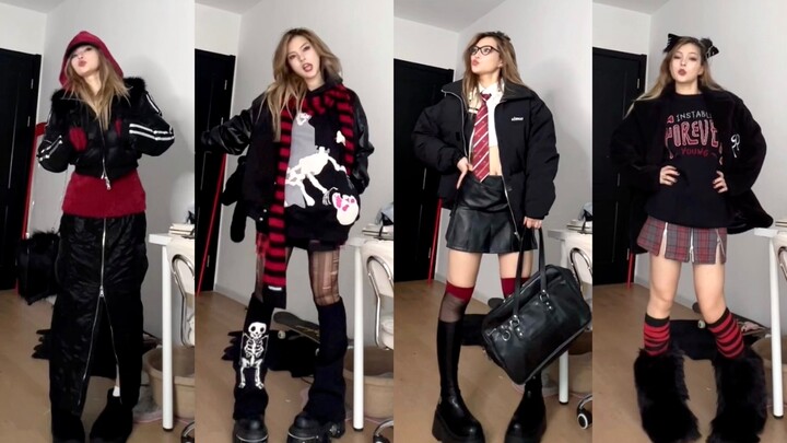 Hitam dan merah selamanya adalah dewa⚡︎⚡︎ Gaya bad girl ala punk college ☠️ Sedikit manis, sedikit n