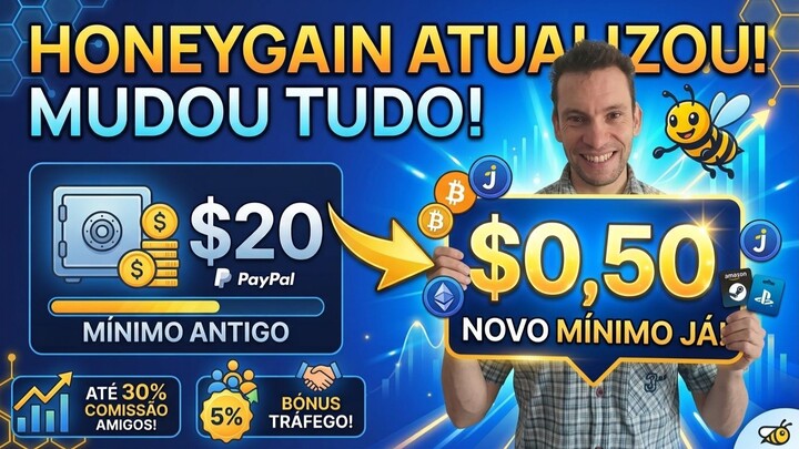 HONEYGAIN ATUALIZOU! Levanta Dinheiro a Partir de $0,50 (Inacreditável!)