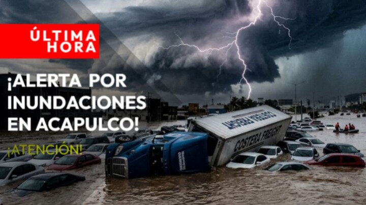 🚨ALERTA EN ACAPULCO 🚨 FUERTES LLUVIAS DEJAN CALLES BAJO EL AGUA