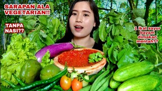MUKBANG LALAPAN MENTAH + SAYUR MENTAH TANPA NASI SAMBAL TERASI#lalapanmentah#vegetarian#mukbang