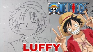 menggambar luffy ,anime one Piece