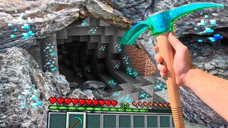 Minecraft in Real Life POV - Realistic Cave in Minecraft Survival vs Real Life Texture Pack