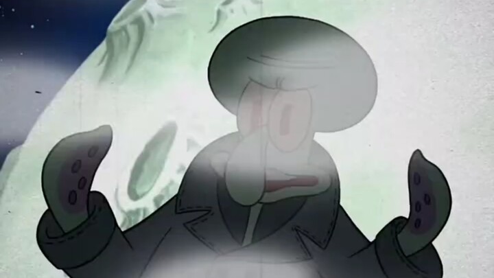 Squidward opened the long-sealed wardrobe and picked out the most mysterious outfit.