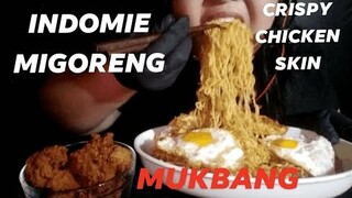 SPICY INDOMIE MIGORENG WITH EGGS//CRISPY CHICKEN SKIN//NO TALKING// MUKBANG