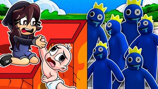 SOBREVIVE AL EJERCITO DE BLUE RAINBOW FRIENDS en MINECRAFT 😰😱 BASE BEBE NOOB y NOOBSI MINECRAFT