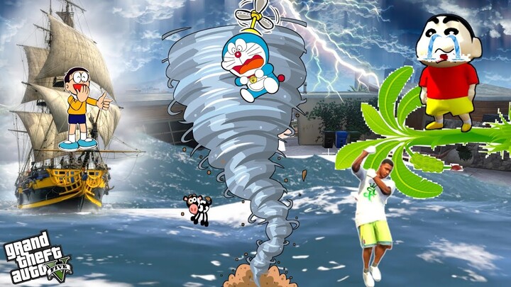 GTA 5 | NOBITA saved DORAEMON Survive & Fight TORNADO IN GTA 5