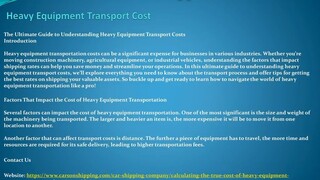 Heavy Equipment Transport Cost