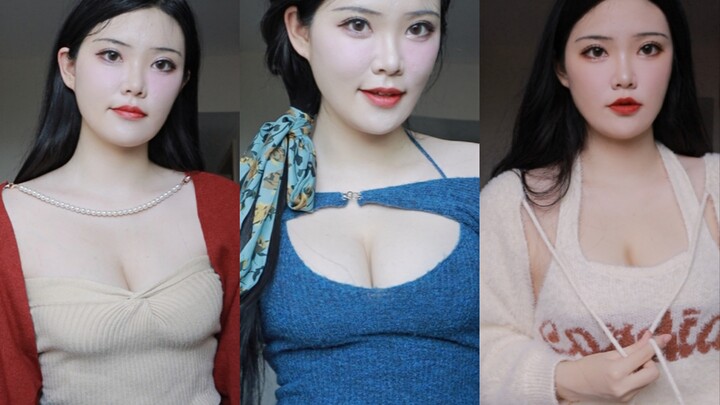 So many knitted tops that look great even on curvy figures—fitting review | Same style as Song Zhiya