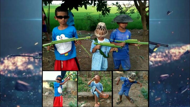 Zaky bolang dan teman-teman membuat tembakan dari batang pisang | Akereka tv