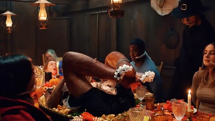 The man yanked off the tablecloth, revealing a roasted corpse right before everyone's eyes—leaving a