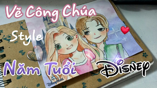 Vẽ Công Chúa Disney Phiên Bản 5 Tuổi | How To Draw By Ktage