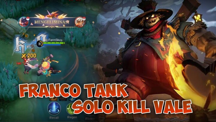 FRANCO BUILD TANK SOLO KILL VALE!! - Mobile Legends