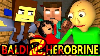 HEROBRINE Vs. BALDI'S BASICS 2: Minecraft Animation Adventure Battle