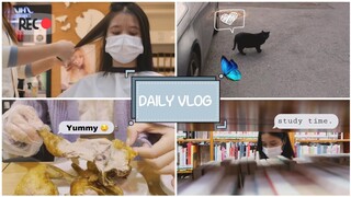 Daily Vlog | 💇‍♀️ cắt tóc layers (?), thư viện, ăn gà rán | du học sinh Hàn Quốc | Ly Nguyễn