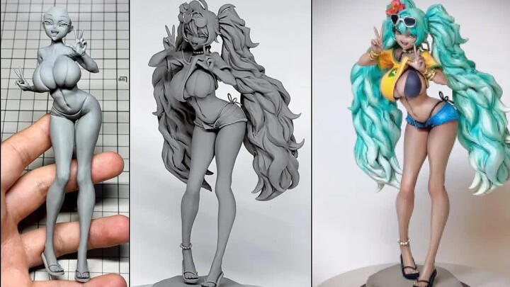 Pull out a cute girl Miku from the clay