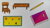 Menggambar perkakas sekolah || Belajar menggambar alat alat sekolah