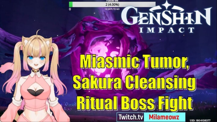 Miasmic Tumor, Sakura Cleansing Ritual Boss Fight, Milameowz - Genshin Impact