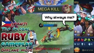 When Top global Ruby ikanji plays Offlane Role | Ruby Gameplay | Ranked Game | Mobile Legend |