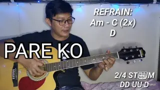PARE KO By Eraserheads | Tagalog Guitar Tutorial for Beginners
