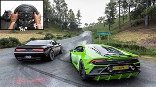 Lamborghini Huracan Evo & Dodge Demon CONVOY | Forza Horizon 5 | Steering Wheel Gameplay