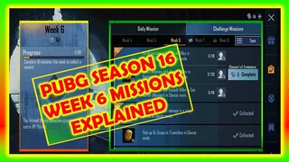 PUBG SEASON 16 WEEK 6 MISSIONS EXPLAINED | ROYAL PASS SEASON 16 | PUBG MOBILE WEEKLY MISSIONS