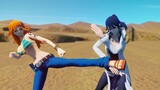 Nami VS Nico Robin from One Piece - Miku Miku Dance ( MMD ) Fight Animation 4K