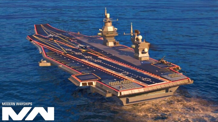 Modern Warships: Aircraftcarrier RF SHTORM is trying to survive.